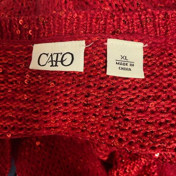 Cato Cardigan Sweater Red Sequin XL - Picture 8 of 10